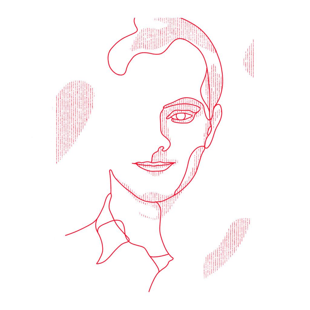 Portret autora strony w stylu linearnym